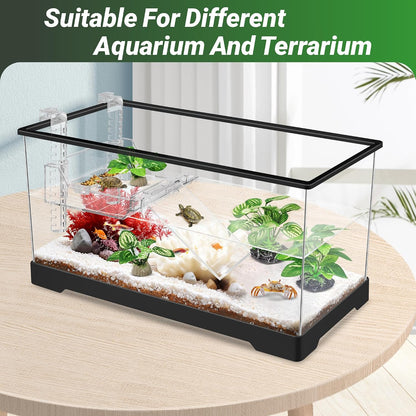 Silk Fish Tank Plants,Reptile Artificial Plant,Reptile Plants for Terrarium,Aquarium Decorations Accessories Set,Resin Pedestal Silk Aquarium Plant for Fish Tank.(A-Set)