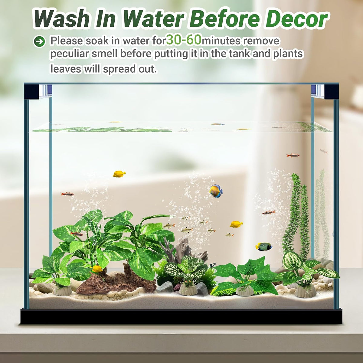 Silk Fish Tank Plants,Reptile Artificial Plant,Reptile Plants for Terrarium,Aquarium Decorations Accessories Set,Resin Pedestal Silk Aquarium Plant for Fish Tank.(A-Set)
