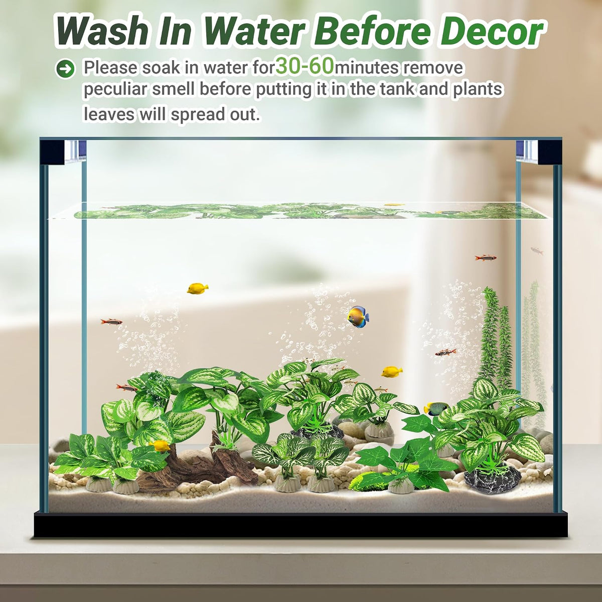 Silk Fish Tank Plants,Reptile Artificial Plant,Reptile Plants for Terrarium,Aquarium Decorations Accessories Set,Resin Pedestal Silk Aquarium Plant for Fish Tank.(A-Set)