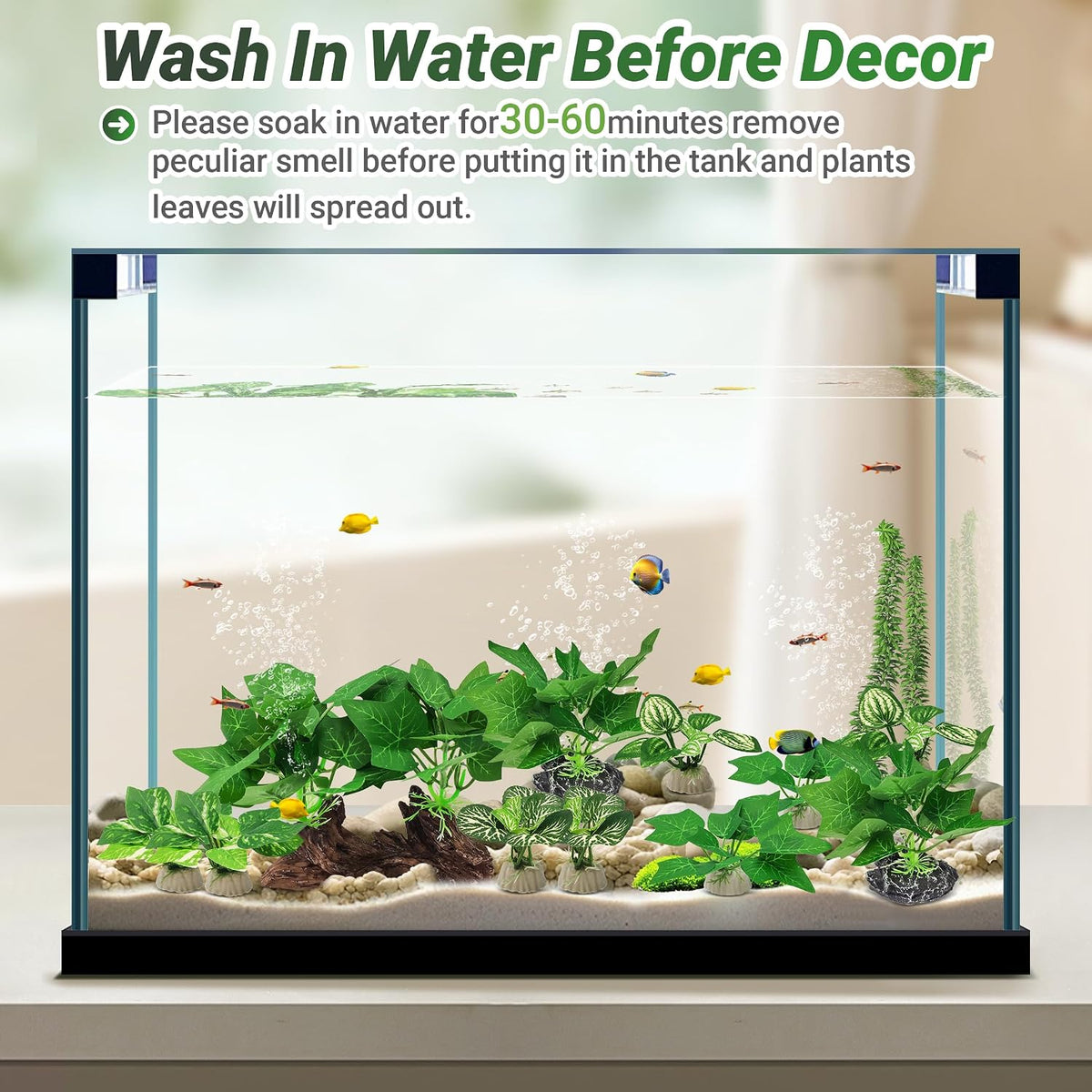 Silk Fish Tank Plants,Reptile Artificial Plant,Reptile Plants for Terrarium,Aquarium Decorations Accessories Set,Resin Pedestal Silk Aquarium Plant for Fish Tank.(A-Set)