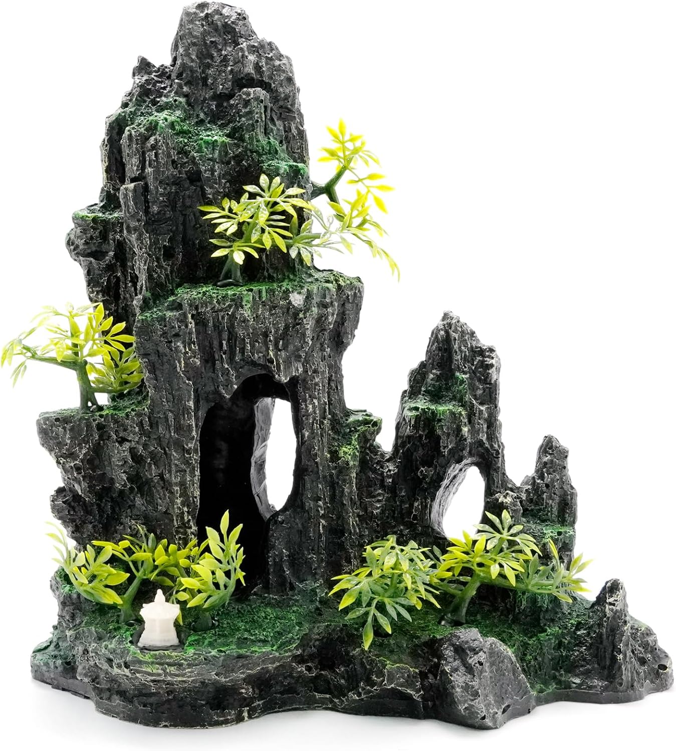 Large Aquarium Decorations and Tall Aquarium Decor for Fish Tank Decorations Artificial Mountain View Ornament Tall Large Aquarium Rock Decor Tree House with Hiding Caves Natural Landscape