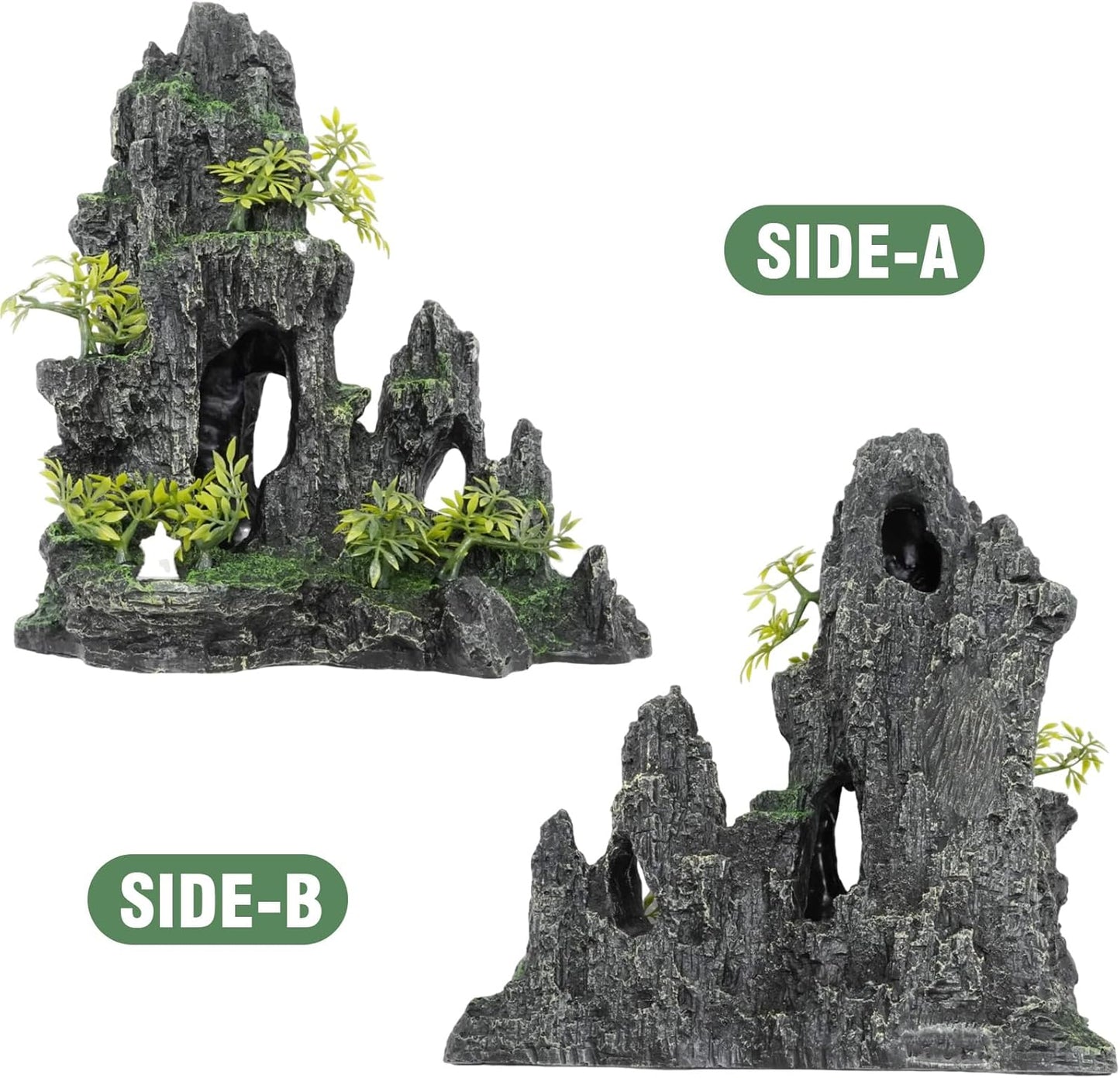Large Aquarium Decorations and Tall Aquarium Decor for Fish Tank Decorations Artificial Mountain View Ornament Tall Large Aquarium Rock Decor Tree House with Hiding Caves Natural Landscape
