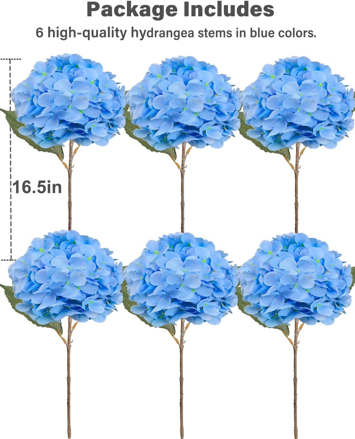 6PCS Premium Green Hydrangea Artificial Flowers Bouquets, Silk Hydrangea Flowers Heads with Stems, Fake Hydrangeas Flowers Arrangement, Faux Hydrangea Decor for Home Wedding Party Table Centerpieces