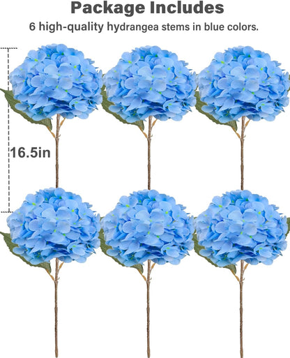 6PCS Premium Green Hydrangea Artificial Flowers Bouquets, Silk Hydrangea Flowers Heads with Stems, Fake Hydrangeas Flowers Arrangement, Faux Hydrangea Decor for Home Wedding Party Table Centerpieces