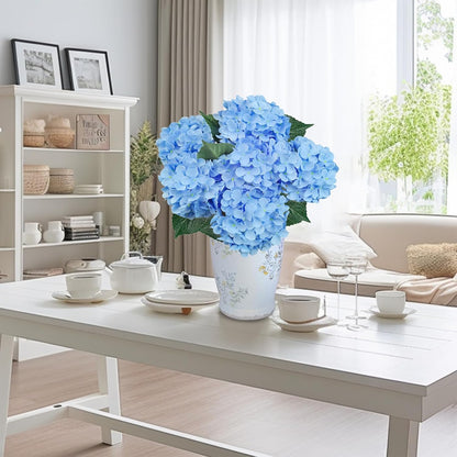 6PCS Premium Green Hydrangea Artificial Flowers Bouquets, Silk Hydrangea Flowers Heads with Stems, Fake Hydrangeas Flowers Arrangement, Faux Hydrangea Decor for Home Wedding Party Table Centerpieces