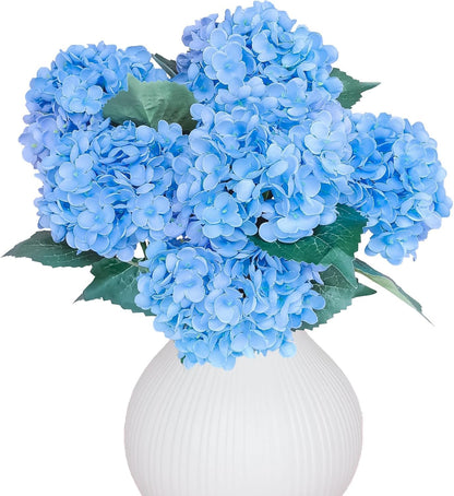 6PCS Premium Green Hydrangea Artificial Flowers Bouquets, Silk Hydrangea Flowers Heads with Stems, Fake Hydrangeas Flowers Arrangement, Faux Hydrangea Decor for Home Wedding Party Table Centerpieces