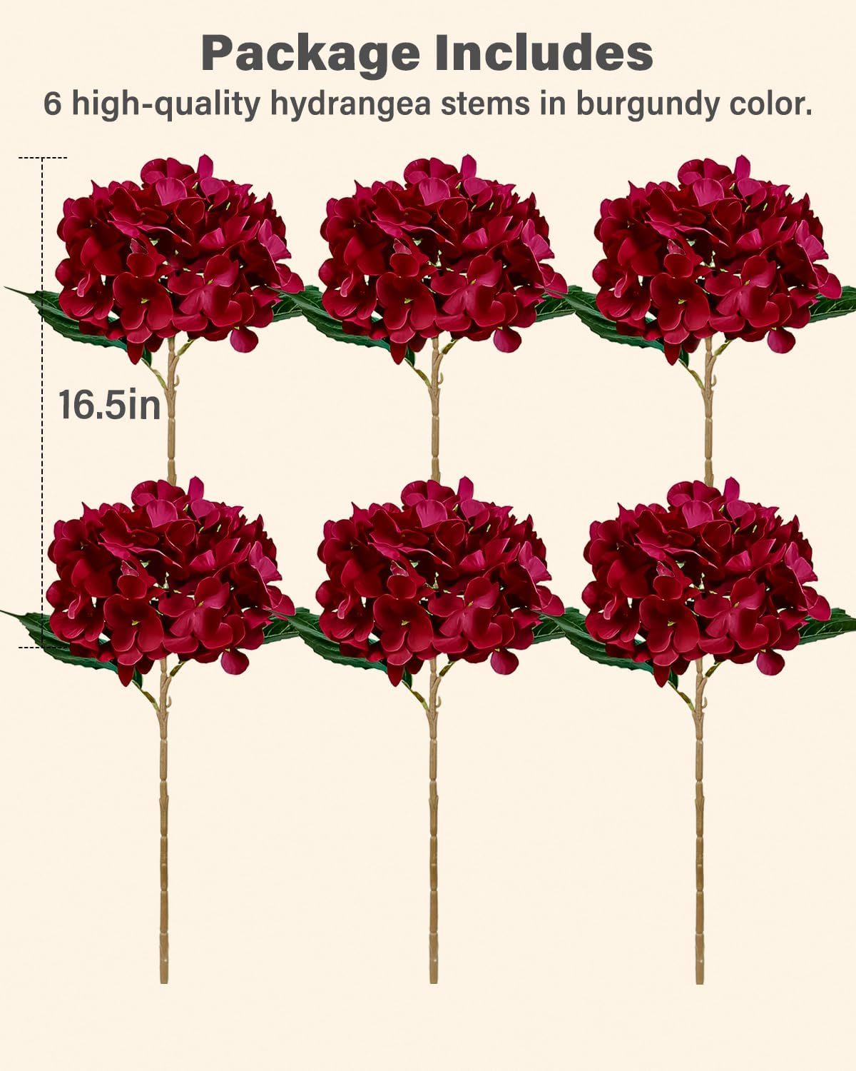 6PCS Premium Green Hydrangea Artificial Flowers Bouquets, Silk Hydrangea Flowers Heads with Stems, Fake Hydrangeas Flowers Arrangement, Faux Hydrangea Decor for Home Wedding Party Table Centerpieces