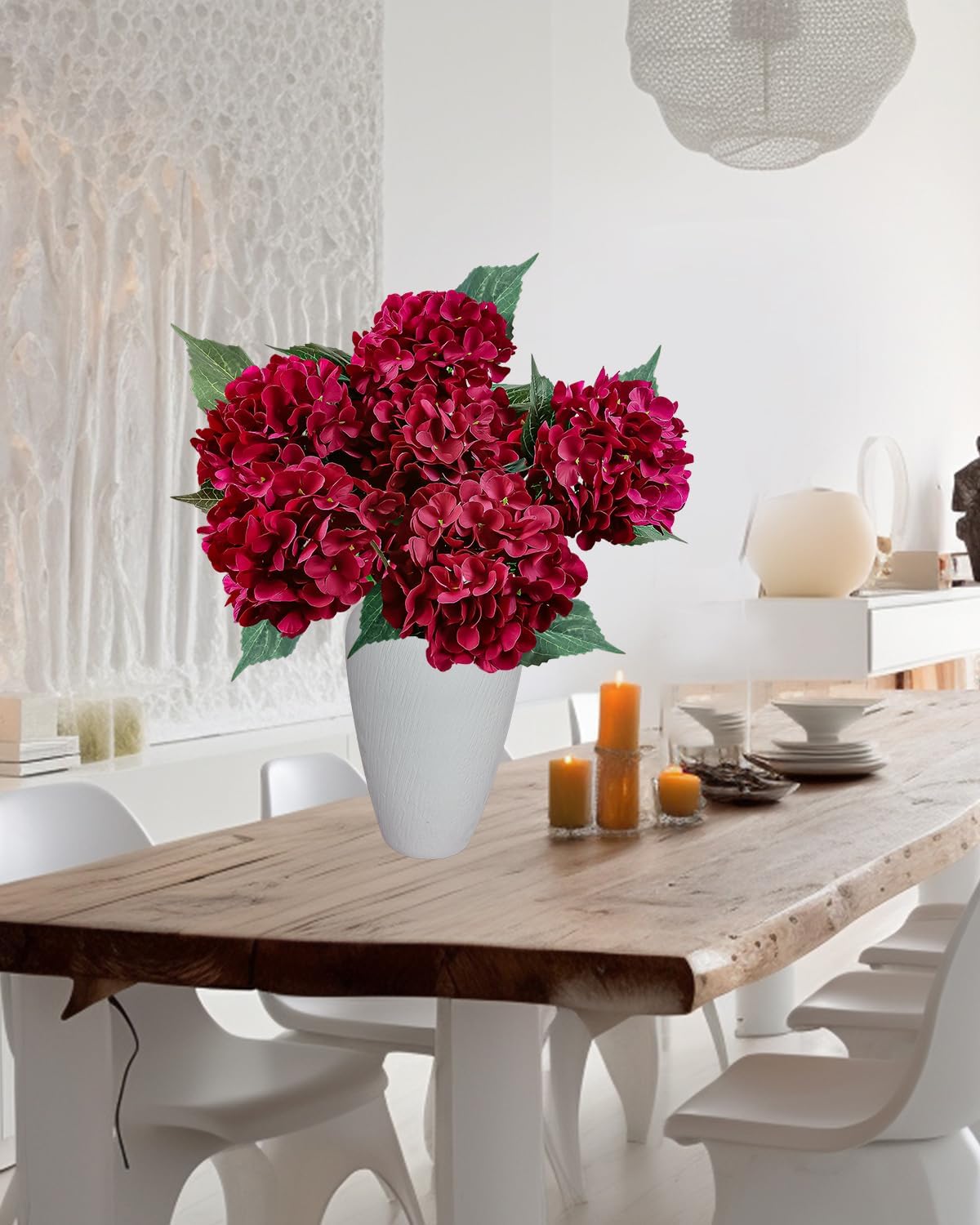6PCS Premium Green Hydrangea Artificial Flowers Bouquets, Silk Hydrangea Flowers Heads with Stems, Fake Hydrangeas Flowers Arrangement, Faux Hydrangea Decor for Home Wedding Party Table Centerpieces