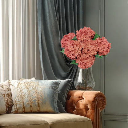 6PCS Premium Green Hydrangea Artificial Flowers Bouquets, Silk Hydrangea Flowers Heads with Stems, Fake Hydrangeas Flowers Arrangement, Faux Hydrangea Decor for Home Wedding Party Table Centerpieces