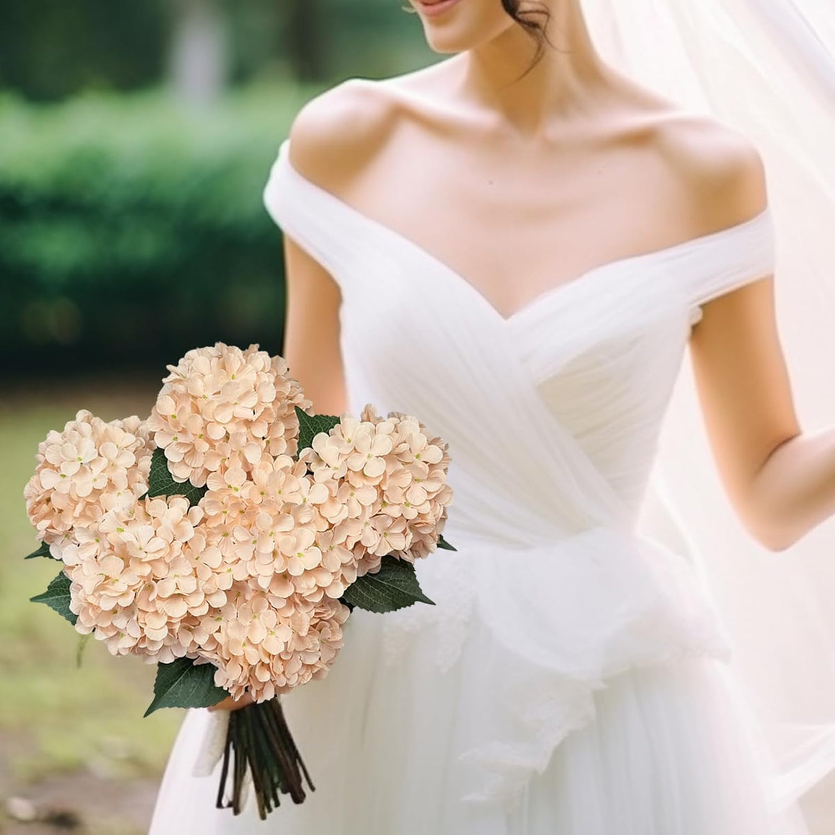 6PCS Premium Green Hydrangea Artificial Flowers Bouquets, Silk Hydrangea Flowers Heads with Stems, Fake Hydrangeas Flowers Arrangement, Faux Hydrangea Decor for Home Wedding Party Table Centerpieces