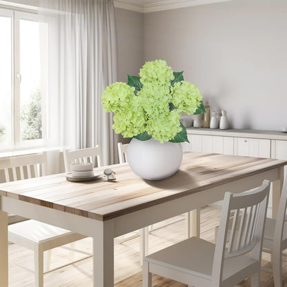 6PCS Premium Green Hydrangea Artificial Flowers Bouquets, Silk Hydrangea Flowers Heads with Stems, Fake Hydrangeas Flowers Arrangement, Faux Hydrangea Decor for Home Wedding Party Table Centerpieces