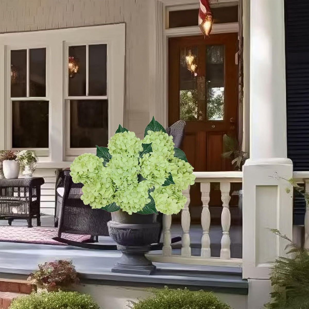 6PCS Premium Green Hydrangea Artificial Flowers Bouquets, Silk Hydrangea Flowers Heads with Stems, Fake Hydrangeas Flowers Arrangement, Faux Hydrangea Decor for Home Wedding Party Table Centerpieces