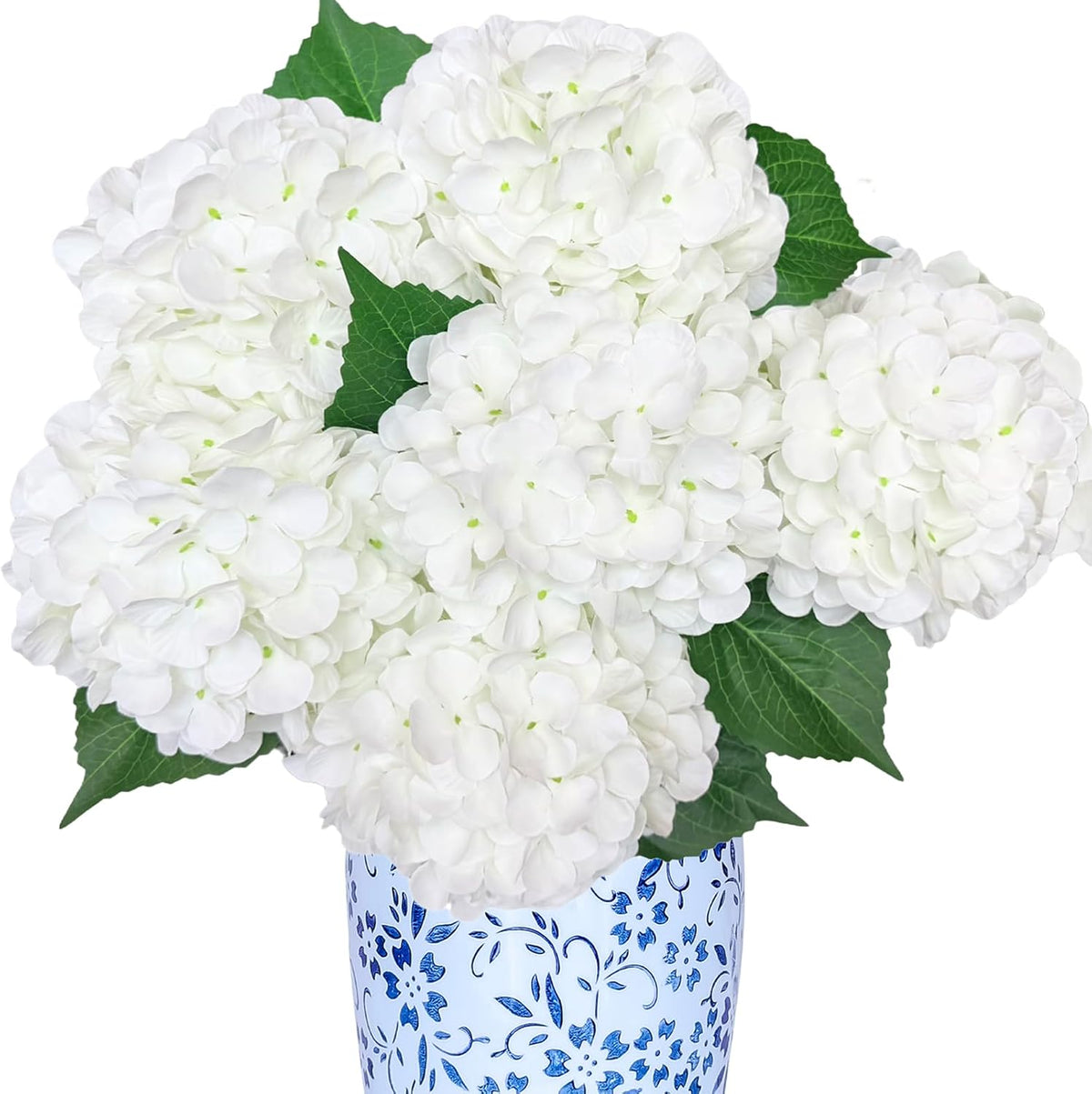 6PCS Premium Green Hydrangea Artificial Flowers Bouquets, Silk Hydrangea Flowers Heads with Stems, Fake Hydrangeas Flowers Arrangement, Faux Hydrangea Decor for Home Wedding Party Table Centerpieces