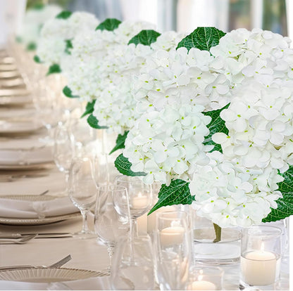 6PCS Premium Green Hydrangea Artificial Flowers Bouquets, Silk Hydrangea Flowers Heads with Stems, Fake Hydrangeas Flowers Arrangement, Faux Hydrangea Decor for Home Wedding Party Table Centerpieces