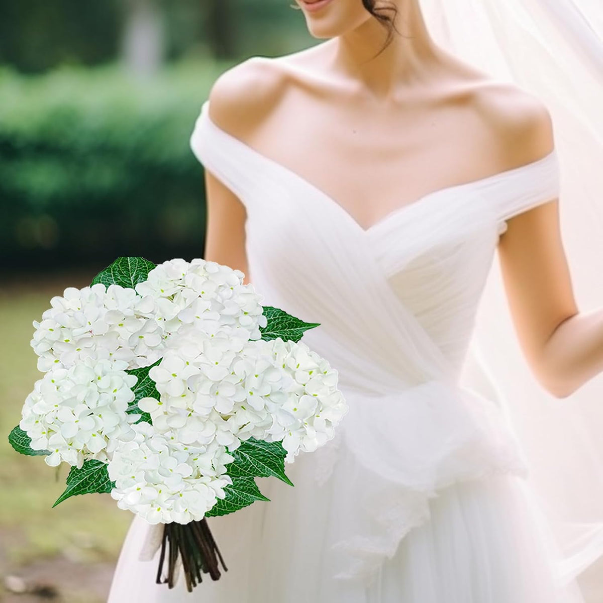 6PCS Premium Green Hydrangea Artificial Flowers Bouquets, Silk Hydrangea Flowers Heads with Stems, Fake Hydrangeas Flowers Arrangement, Faux Hydrangea Decor for Home Wedding Party Table Centerpieces