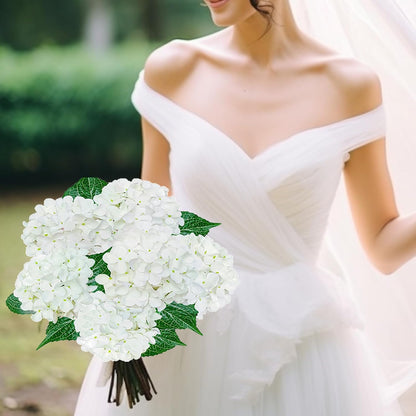 6PCS Premium Green Hydrangea Artificial Flowers Bouquets, Silk Hydrangea Flowers Heads with Stems, Fake Hydrangeas Flowers Arrangement, Faux Hydrangea Decor for Home Wedding Party Table Centerpieces