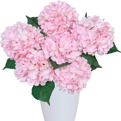 6PCS Premium Green Hydrangea Artificial Flowers Bouquets, Silk Hydrangea Flowers Heads with Stems, Fake Hydrangeas Flowers Arrangement, Faux Hydrangea Decor for Home Wedding Party Table Centerpieces