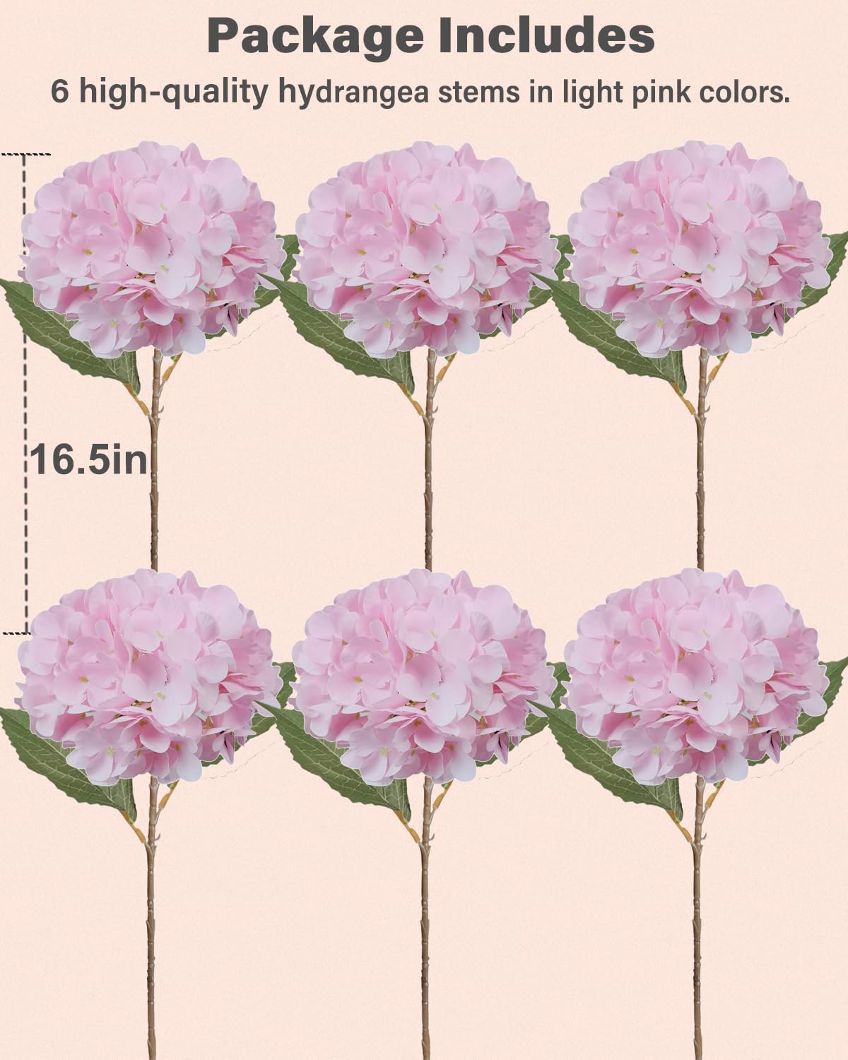 6PCS Premium Green Hydrangea Artificial Flowers Bouquets, Silk Hydrangea Flowers Heads with Stems, Fake Hydrangeas Flowers Arrangement, Faux Hydrangea Decor for Home Wedding Party Table Centerpieces