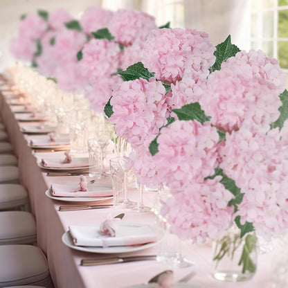 6PCS Premium Green Hydrangea Artificial Flowers Bouquets, Silk Hydrangea Flowers Heads with Stems, Fake Hydrangeas Flowers Arrangement, Faux Hydrangea Decor for Home Wedding Party Table Centerpieces