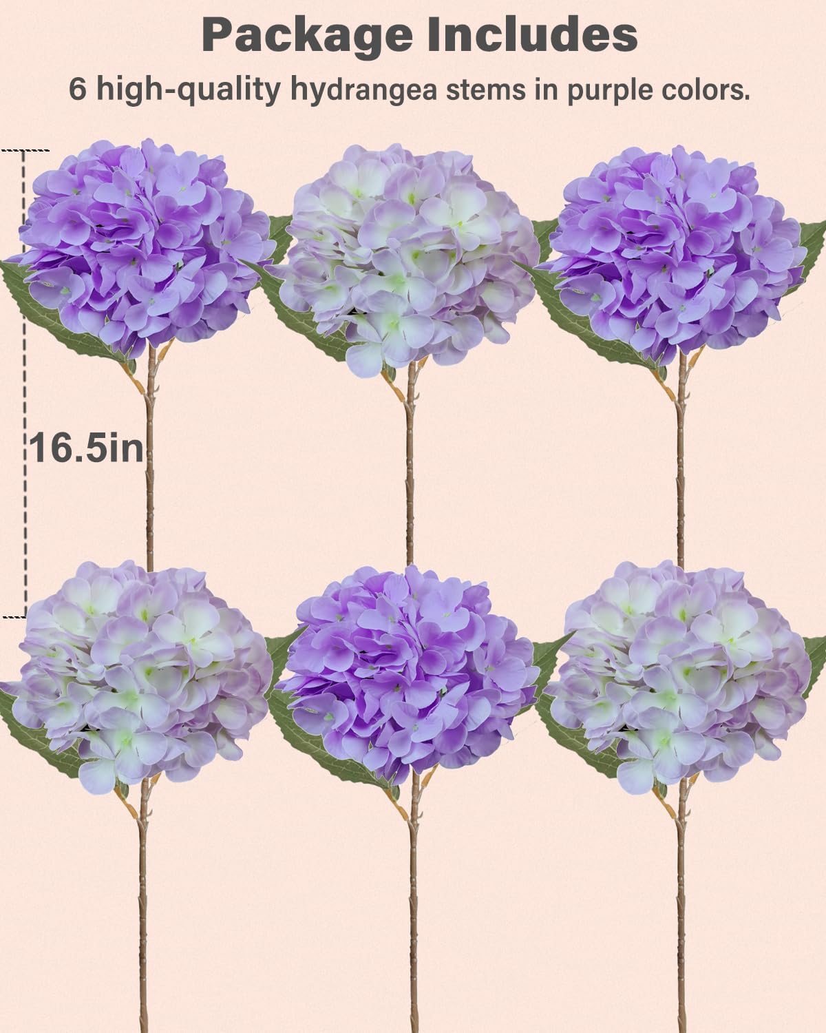 6PCS Premium Green Hydrangea Artificial Flowers Bouquets, Silk Hydrangea Flowers Heads with Stems, Fake Hydrangeas Flowers Arrangement, Faux Hydrangea Decor for Home Wedding Party Table Centerpieces