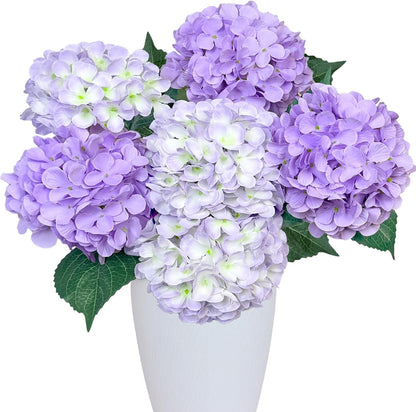 6PCS Premium Green Hydrangea Artificial Flowers Bouquets, Silk Hydrangea Flowers Heads with Stems, Fake Hydrangeas Flowers Arrangement, Faux Hydrangea Decor for Home Wedding Party Table Centerpieces