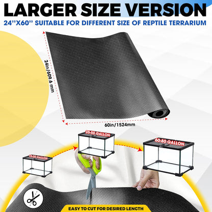 Extra Thick 24"x60" Reptile Substrate Mat, 4PCS Rug Gripper (without Tank)