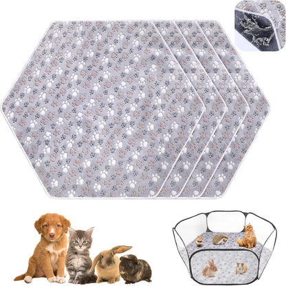 4 Pcs 47" Guinea Playpen Pad Reusable Dog Liner, Dark Gray, Paw