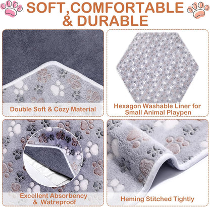 4 Pcs 47" Guinea Playpen Pad Reusable Dog Liner, Dark Gray, Paw