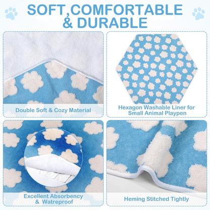 4 Pcs 47" Guinea Playpen Pad Reusable Dog Liner, Dark Gray, Paw