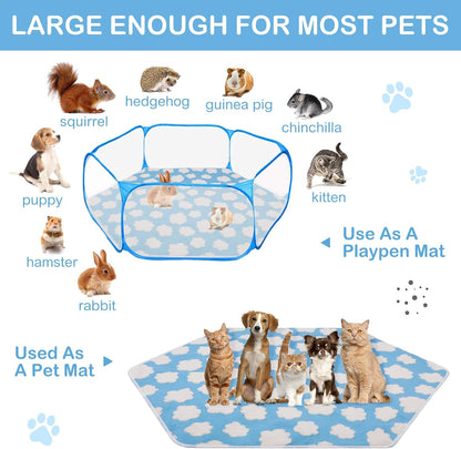 4 Pcs 47" Guinea Playpen Pad Reusable Dog Liner, Dark Gray, Paw