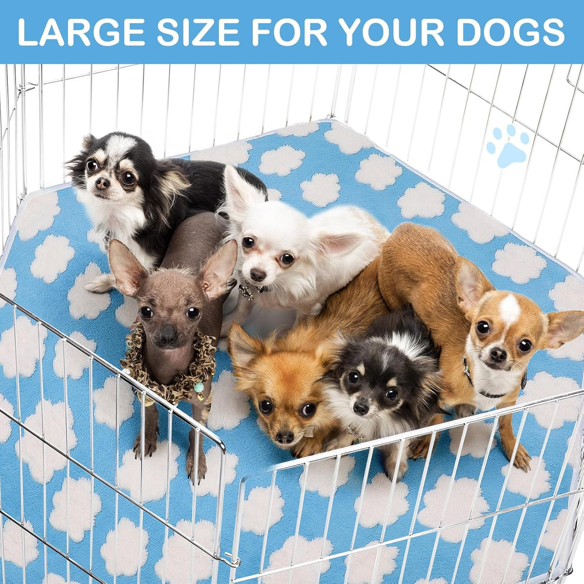 4 Pcs 47" Guinea Playpen Pad Reusable Dog Liner, Dark Gray, Paw