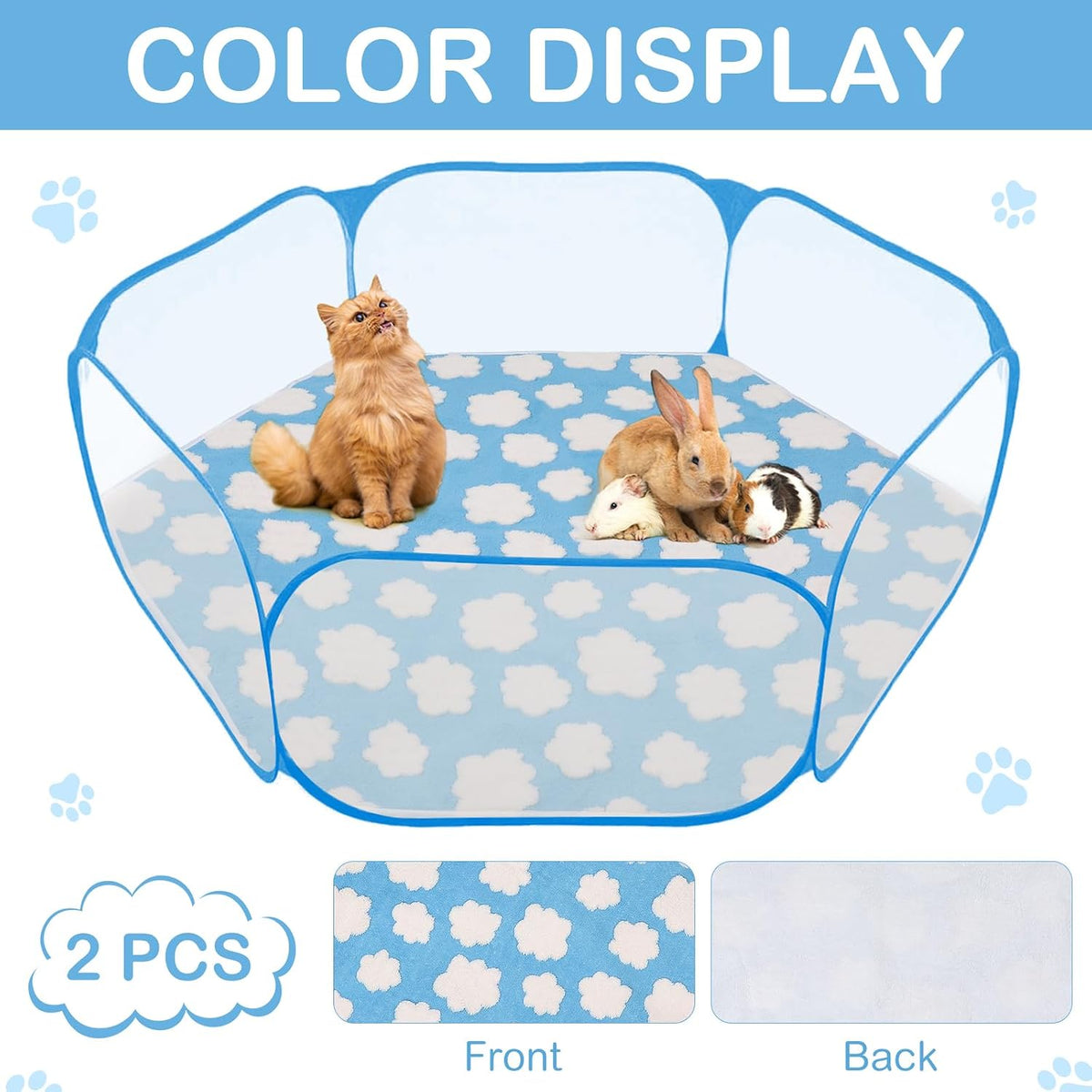 4 Pcs 47" Guinea Playpen Pad Reusable Dog Liner, Dark Gray, Paw