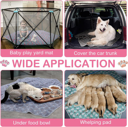 4 Pcs 47" Guinea Playpen Pad Reusable Dog Liner, Dark Gray, Paw