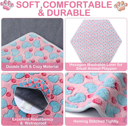 4 Pcs 47" Guinea Playpen Pad Reusable Dog Liner, Dark Gray, Paw