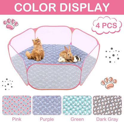 4 Pcs 47" Guinea Playpen Pad Reusable Dog Liner, Dark Gray, Paw