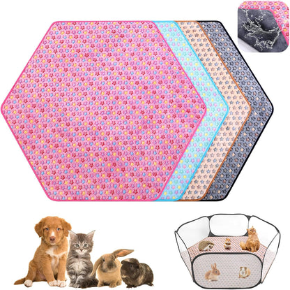 4 Pcs 47" Guinea Playpen Pad Reusable Dog Liner, Dark Gray, Paw