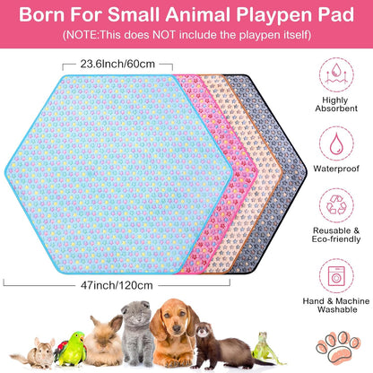 4 Pcs 47" Guinea Playpen Pad Reusable Dog Liner, Dark Gray, Paw