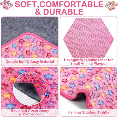 4 Pcs 47" Guinea Playpen Pad Reusable Dog Liner, Dark Gray, Paw