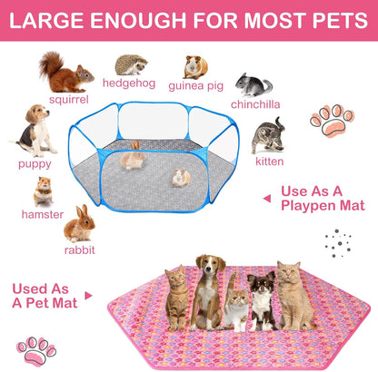 4 Pcs 47" Guinea Playpen Pad Reusable Dog Liner, Dark Gray, Paw