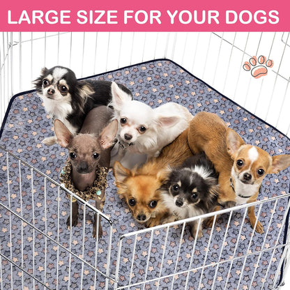4 Pcs 47" Guinea Playpen Pad Reusable Dog Liner, Dark Gray, Paw