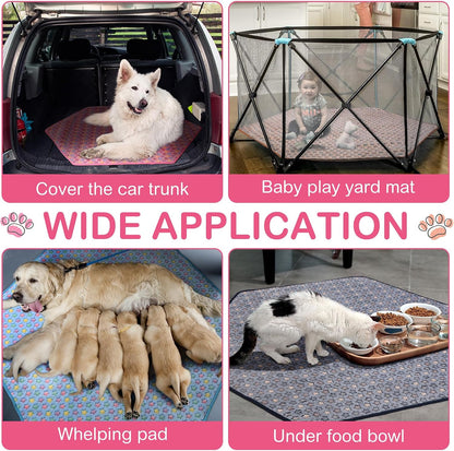 4 Pcs 47" Guinea Playpen Pad Reusable Dog Liner, Dark Gray, Paw
