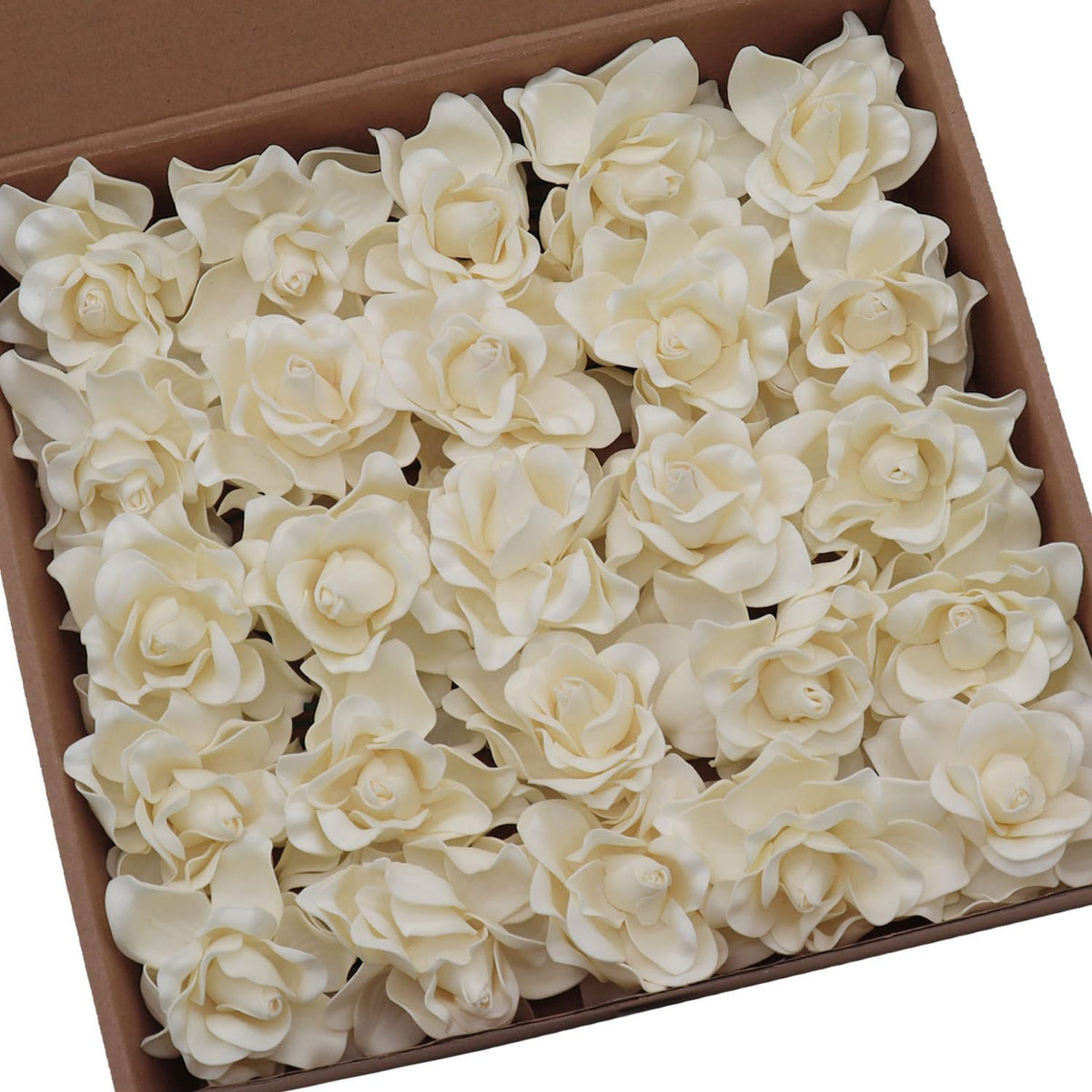 Artificial Flowers 25pcs Cream Gardenia Flowers with Stem for Wedding Flowers Centerpieces Bridal Shower Baby Shower Decorations DIY Wedding Bouquets Party Floral Arrangements