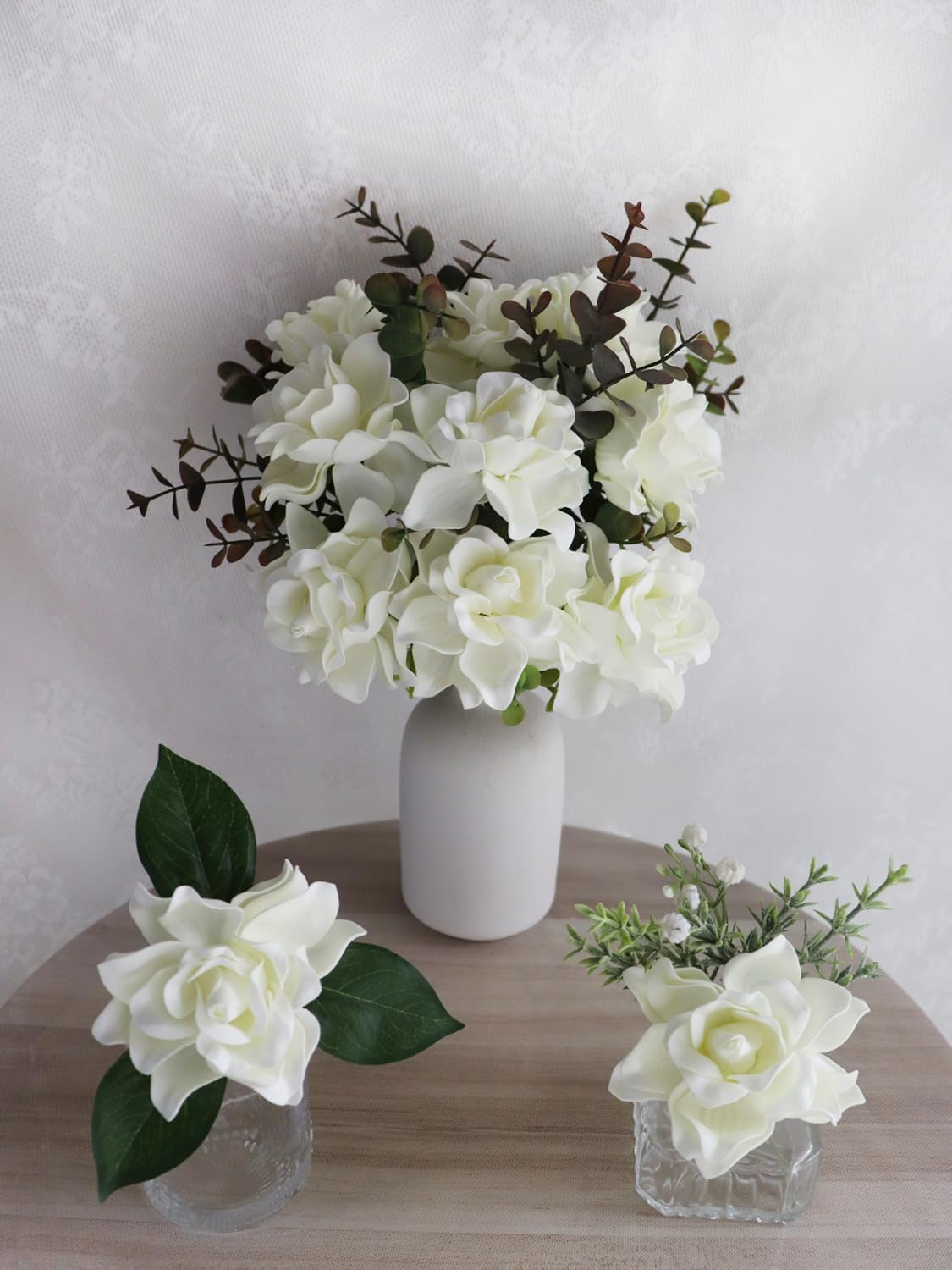 Artificial Flowers 25pcs Cream Gardenia Flowers with Stem for Wedding Flowers Centerpieces Bridal Shower Baby Shower Decorations DIY Wedding Bouquets Party Floral Arrangements