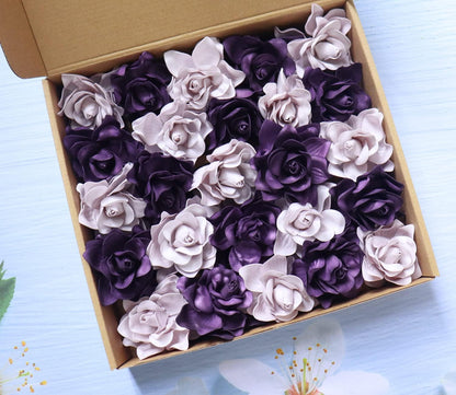 Artificial Flowers 25pcs Cream Gardenia Flowers with Stem for Wedding Flowers Centerpieces Bridal Shower Baby Shower Decorations DIY Wedding Bouquets Party Floral Arrangements