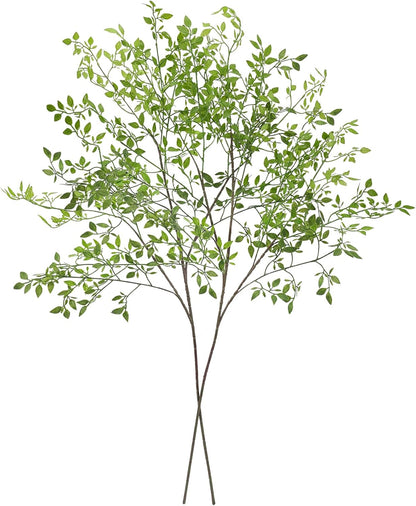 Artificial Plants 2PCS 43.3 Inch Green Nandina Tall Plants for Wedding Shop Garden Office Home Décor Greenery Stems Fake Branches for Vase Indoor