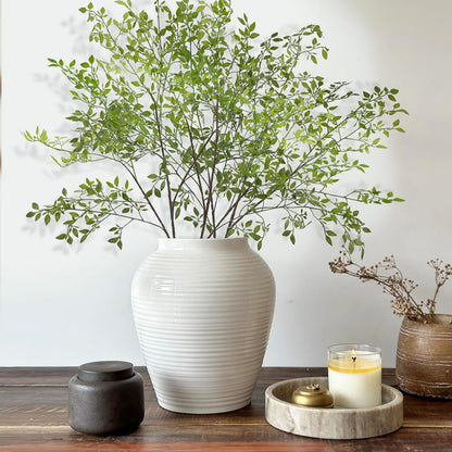 Artificial Plants 2PCS 43.3 Inch Green Nandina Tall Plants for Wedding Shop Garden Office Home Décor Greenery Stems Fake Branches for Vase Indoor