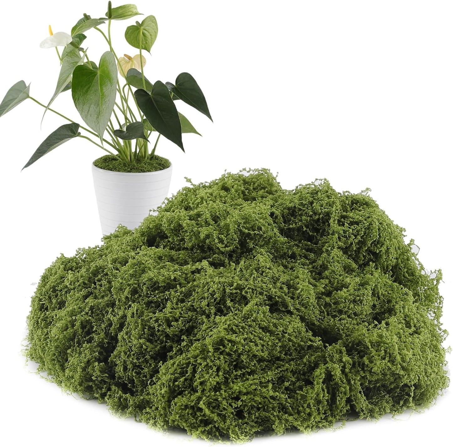 Artificial Moss for Crafts, 5.3OZ Fake Green Moss for Potted Plants, Faux Moss Decor for DIY Decorative, Walls,Table Centerpieces Decor Fairy Garden Model Making (150g)