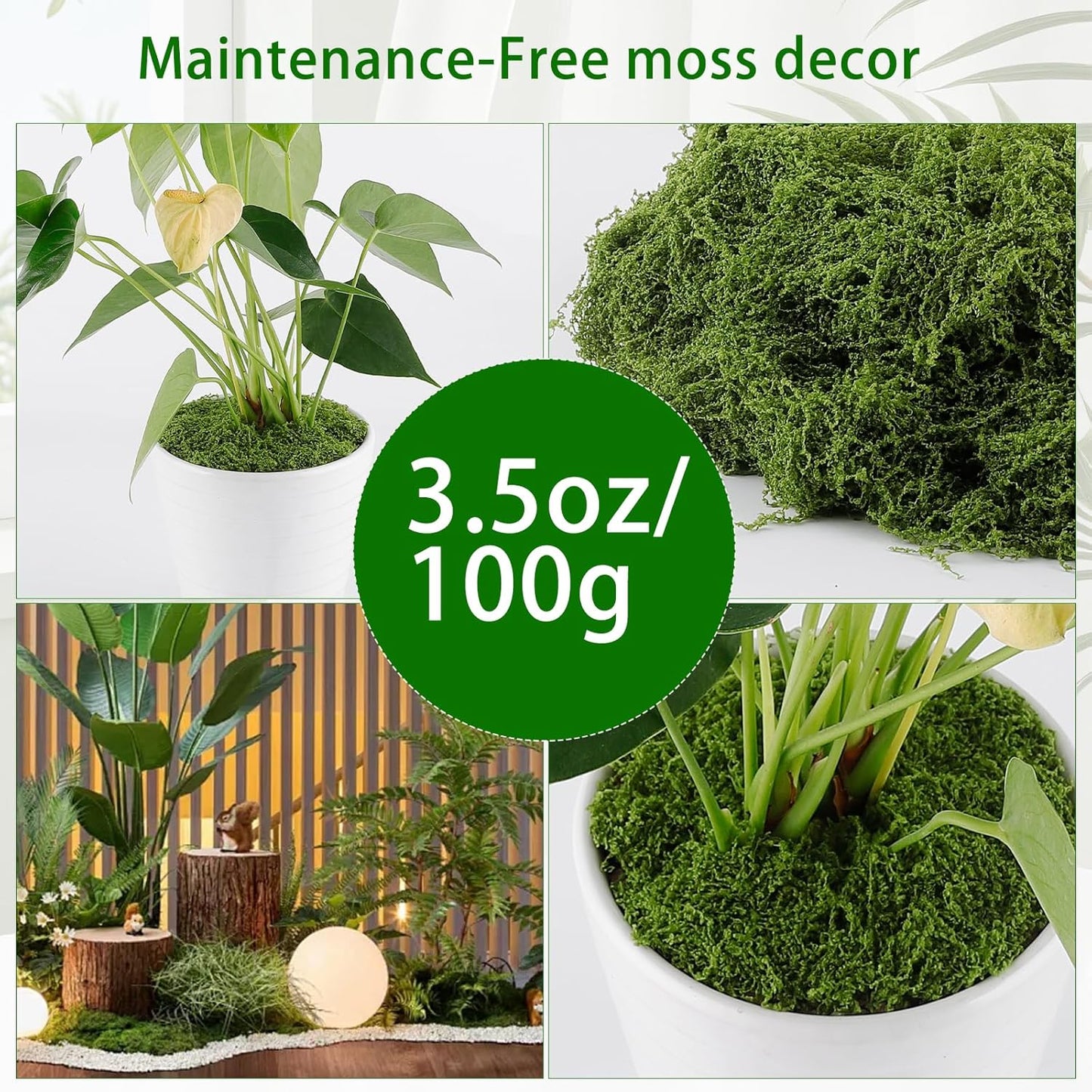 Artificial Moss for Crafts, 5.3OZ Fake Green Moss for Potted Plants, Faux Moss Decor for DIY Decorative, Walls,Table Centerpieces Decor Fairy Garden Model Making (150g)