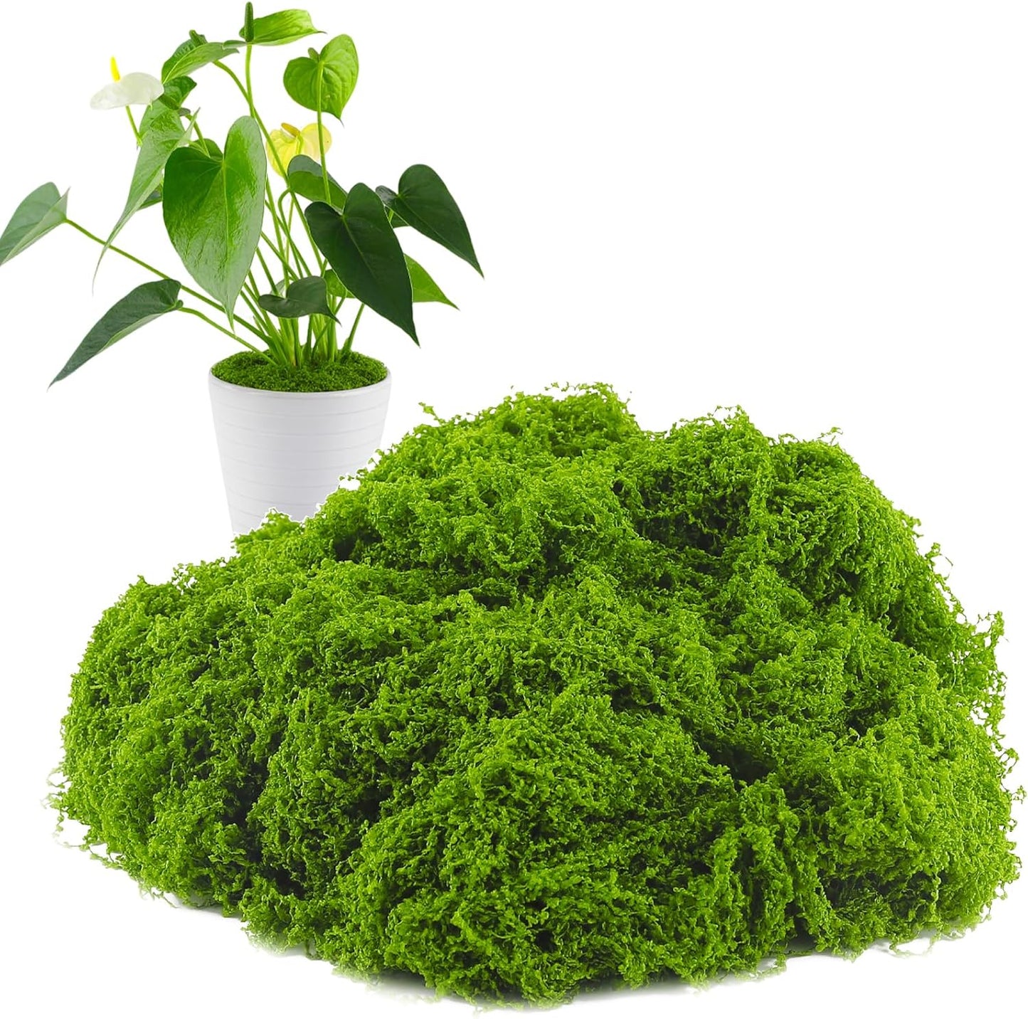 Artificial Moss for Crafts, 5.3OZ Fake Green Moss for Potted Plants, Faux Moss Decor for DIY Decorative, Walls,Table Centerpieces Decor Fairy Garden Model Making (150g)