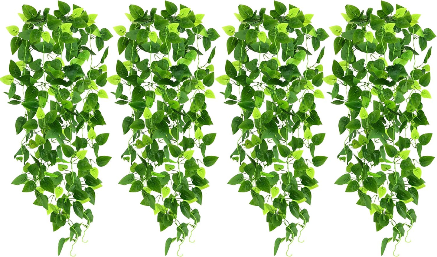 2pcs Fake Hanging Plants for Room Decor, 3.6ft Artificial Ivy Pothos Vine for Wall Living Room Patio Indoor Outdoor Home Shelf Office Decor (No Baskets)